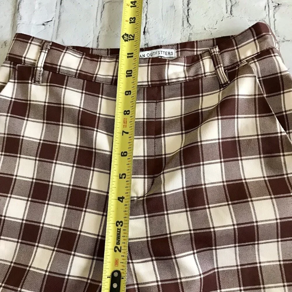 Urban Outfitters Check Plaid Trousers Size 0 Women’s Pants Brown - Picture 7 of 9
